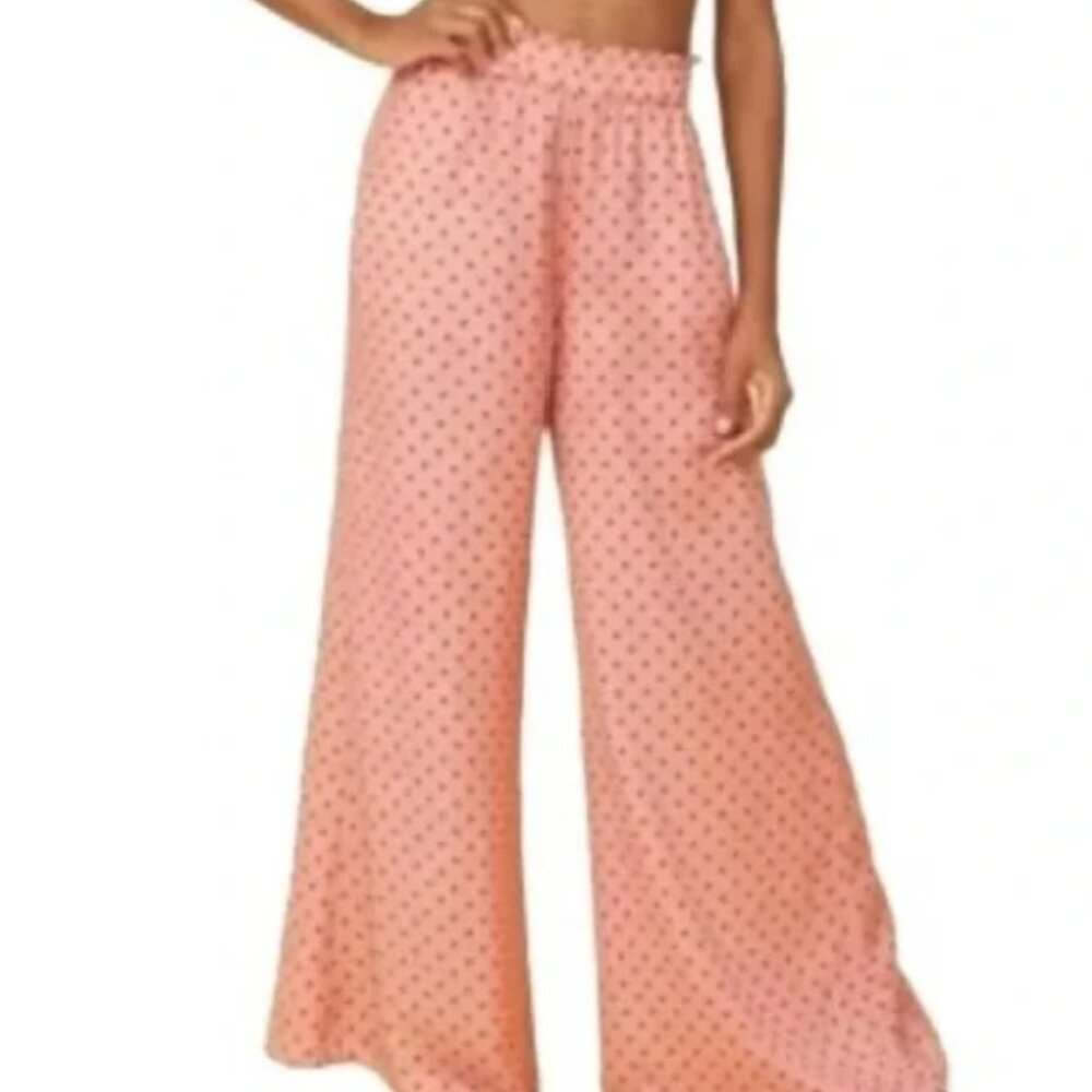 Summersalt Pink Maxi Skirt with Black Dots